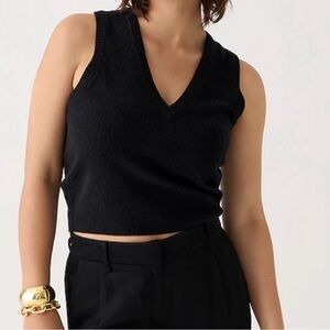 Black Sleeveless Cashmere V-Neck Top/Vest